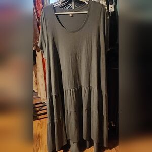 TERRA & SKY WOMENS PLUS SIZE Cotton Tiered Dress in  Grey Green Color !